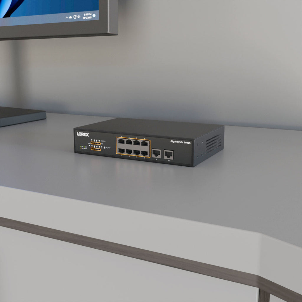 Lorex 8-Port Ethernet Gigabit Ethernet PoE+ Unmanaged Switch with 120W PoE Budget – view 4