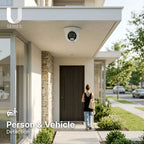Front entrance Lorex outdoor camera with person and vehicle detection monitoring the doorway