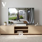 Lorex Connect VF 4K NVR on a wooden media console under a large flat screen TV