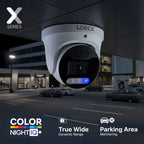 Lorex X5 turret camera with AI Color Night Vision installed on a ceiling