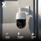 Lorex Connect X Series 4K PTZ camera mounted on an exterior wall with the X Series logo
